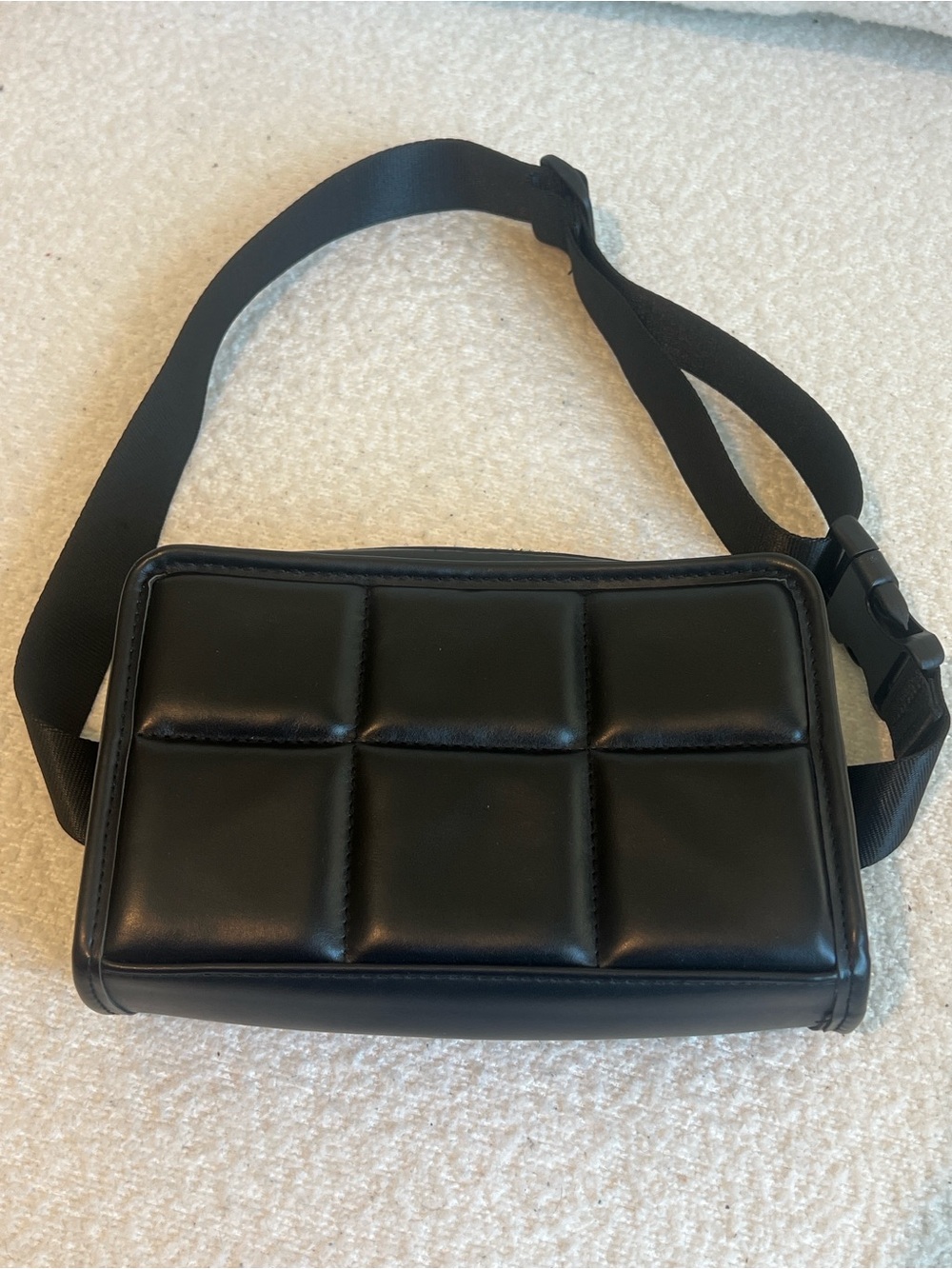 Amanda Uprichard Black Quilted Faux Leather Crossbody Shoulder Bag Belt Purse